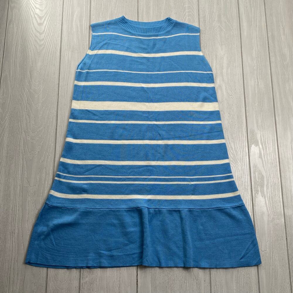 The White Pepper Women's Blue & White Striped Sleeveless Knit Dress Size Medium